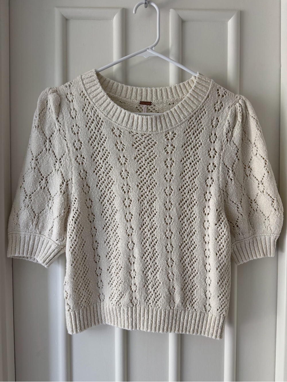 Free People Open-Knit Puff Sleeve Sweater